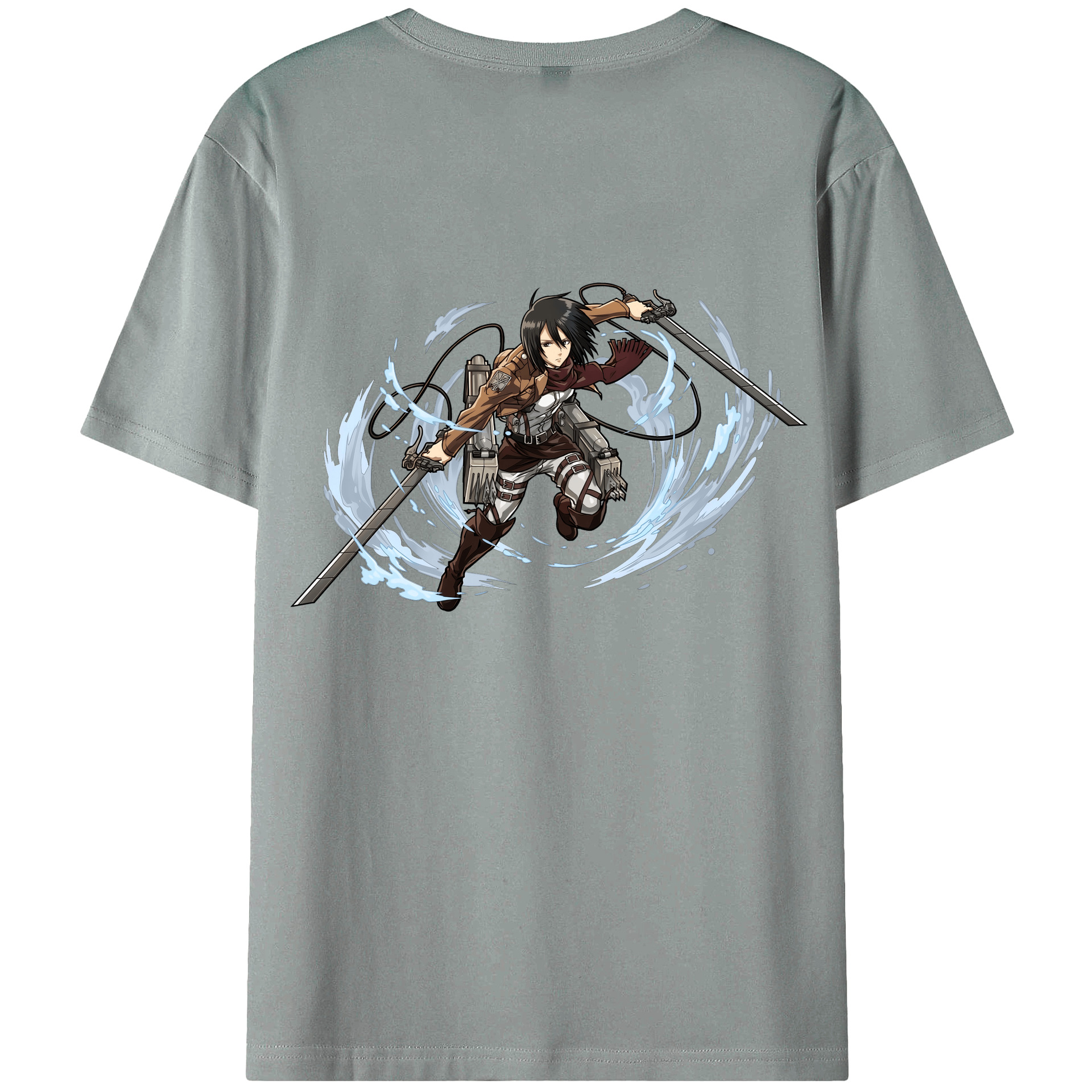 （画像用） 進撃の巨人 ミカサ·アッカーマン Attack on Titan Mikasa Ackerman 綿100％ メンズ半袖Tシャツ（バックプリント） 通気性